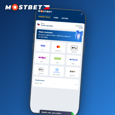 Bankovní převod v CZK jako vkladová metoda na Mostbet bez poplatků