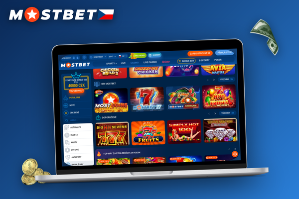 Hráč přechází z demo režimu na hru o skutečné peníze v Mostbet casino live u notebooku