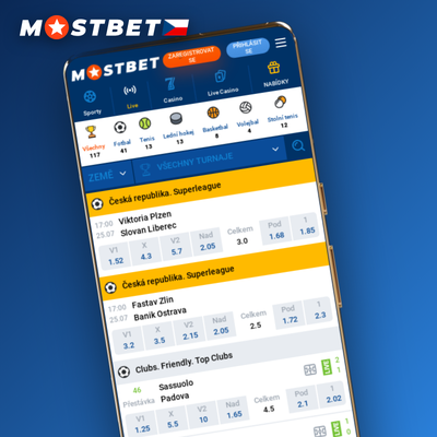 Mostbet mobile aplikace se sekcí živého sázení na fotbal a průběžně aktualizovanými kurzy