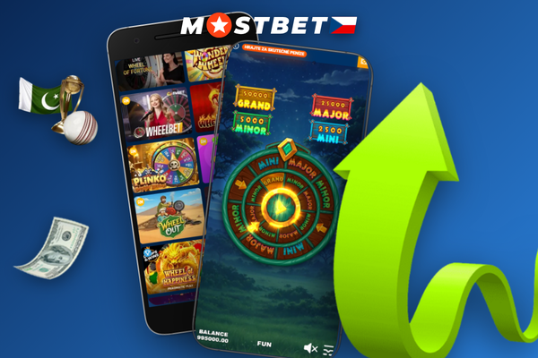 Mobilní aplikace Mostbet s otevřenou sekcí Kolo štěstí a tlačítkem Zatočit
