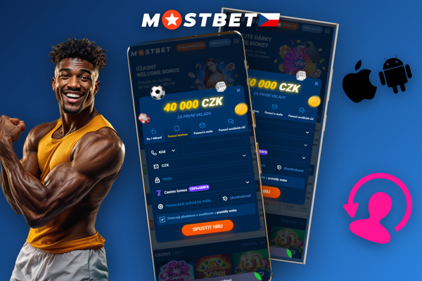 Vyplněný registrační formulář Mostbet v CZK na mobilním telefonu